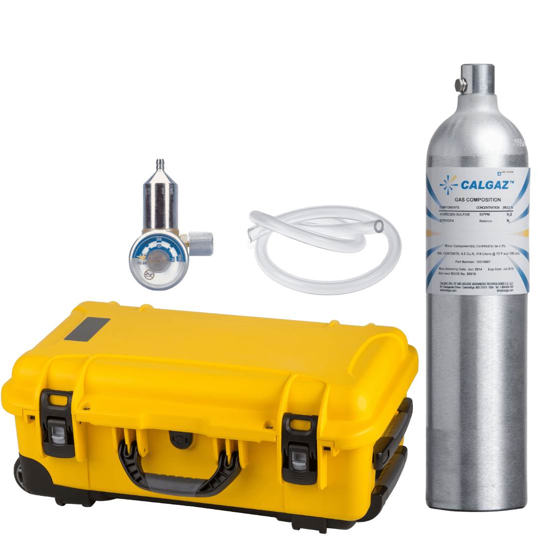 Gas Calibration Bump Test Kit for Personal Detectors | H2S,CO,O2,CH4 Bottle