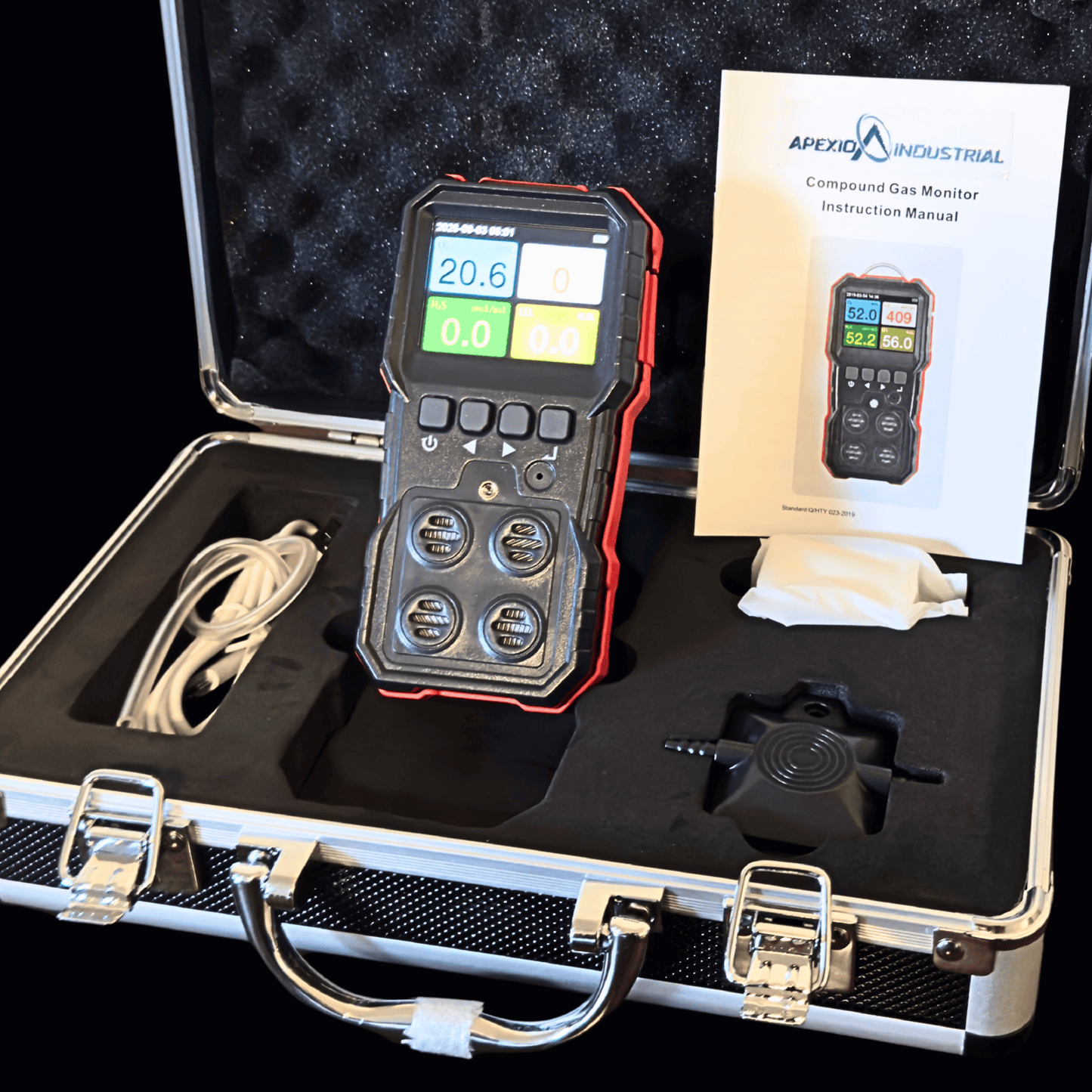 Confined Space Industrial Multi Gas Detector Compound Monitor LEL,O2,H2S,CO